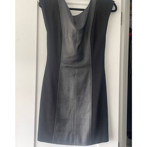 Alice + Olivia corset back cocktail sleeveless leather dress in black size small